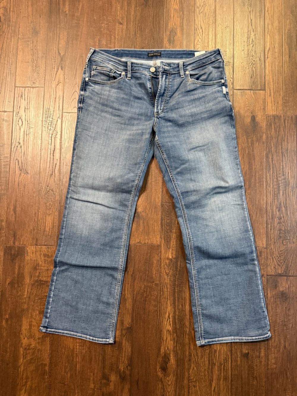 Silver Jeans Zac Relaxed Fit Straight Leg Knit Flex Jeans  38x32